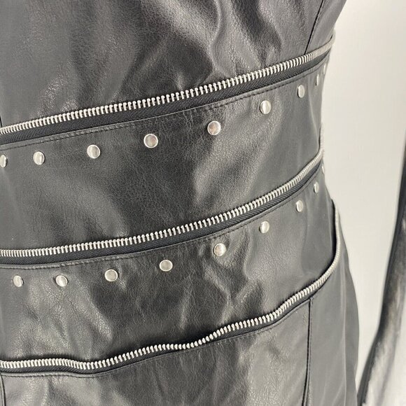 NWT Kitten By AllureBlack Faux Leather Zipper Embellished Mini Dress. Size Large - Picture 5 of 9